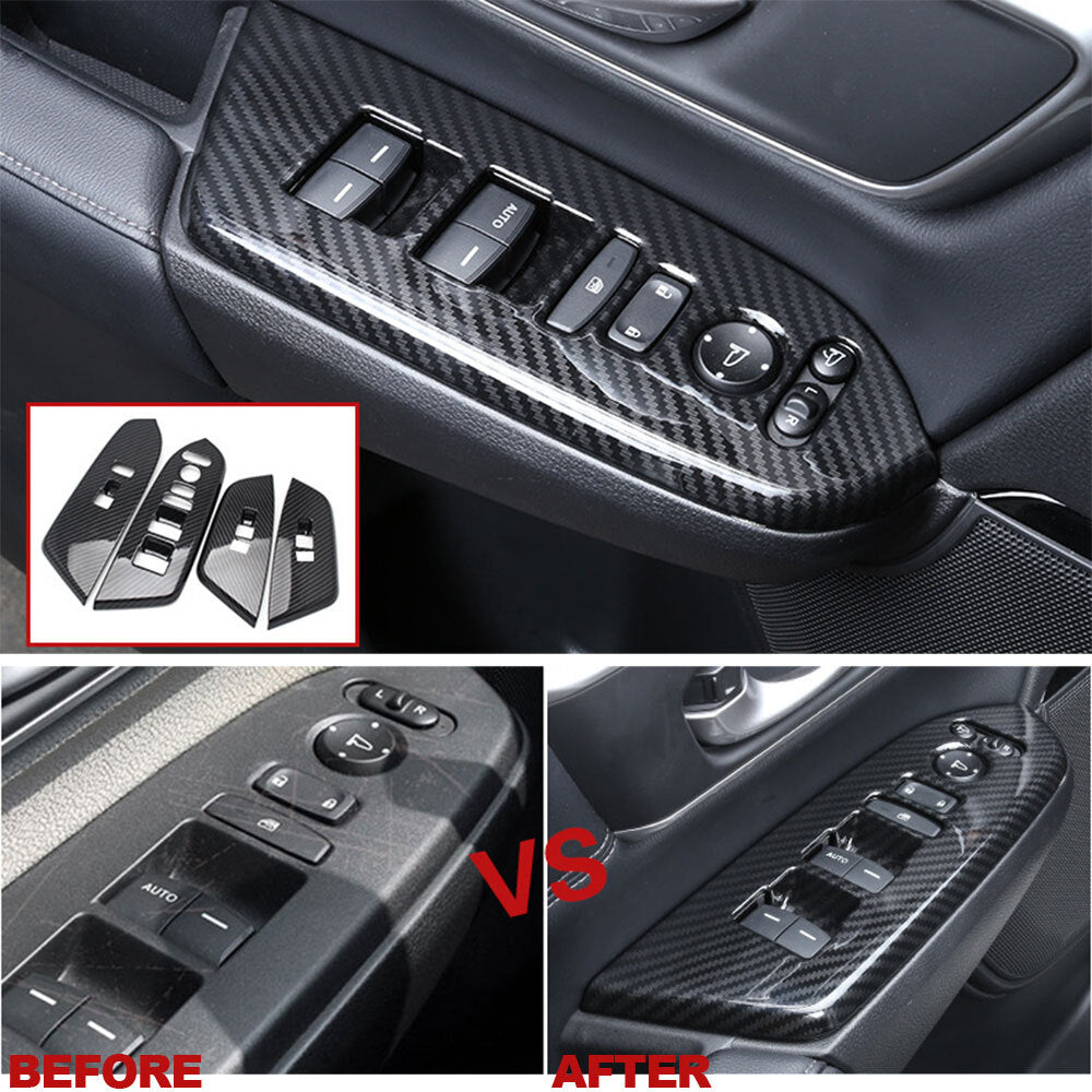4x for Honda CRV CR-V 2017-2021 Carbon Fiber Color Door Armrest Panel Trim Cover