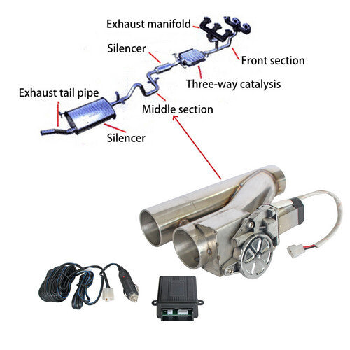 2.5 64mm Electric Exhaust Downpipe Catback Control Dual Valve Control Remote
