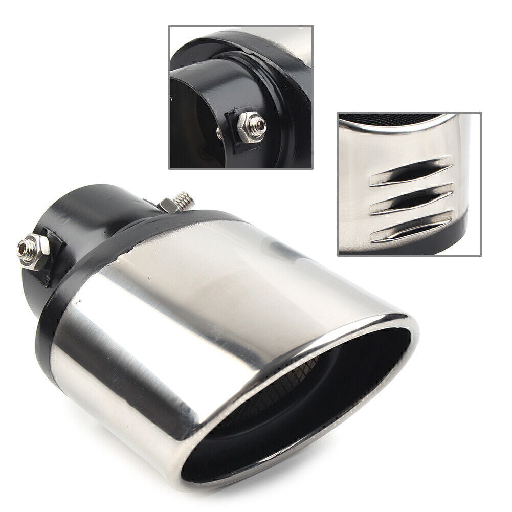 Silver Car Stainless Steel Rear Exhaust Pipe Tail Muffler Tip Round Accessories