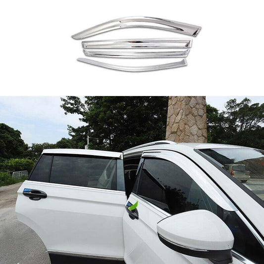 Window Visor Shades for Volkswagen for Tiguan Silver Steel Sun Rain Guard 2017-2021