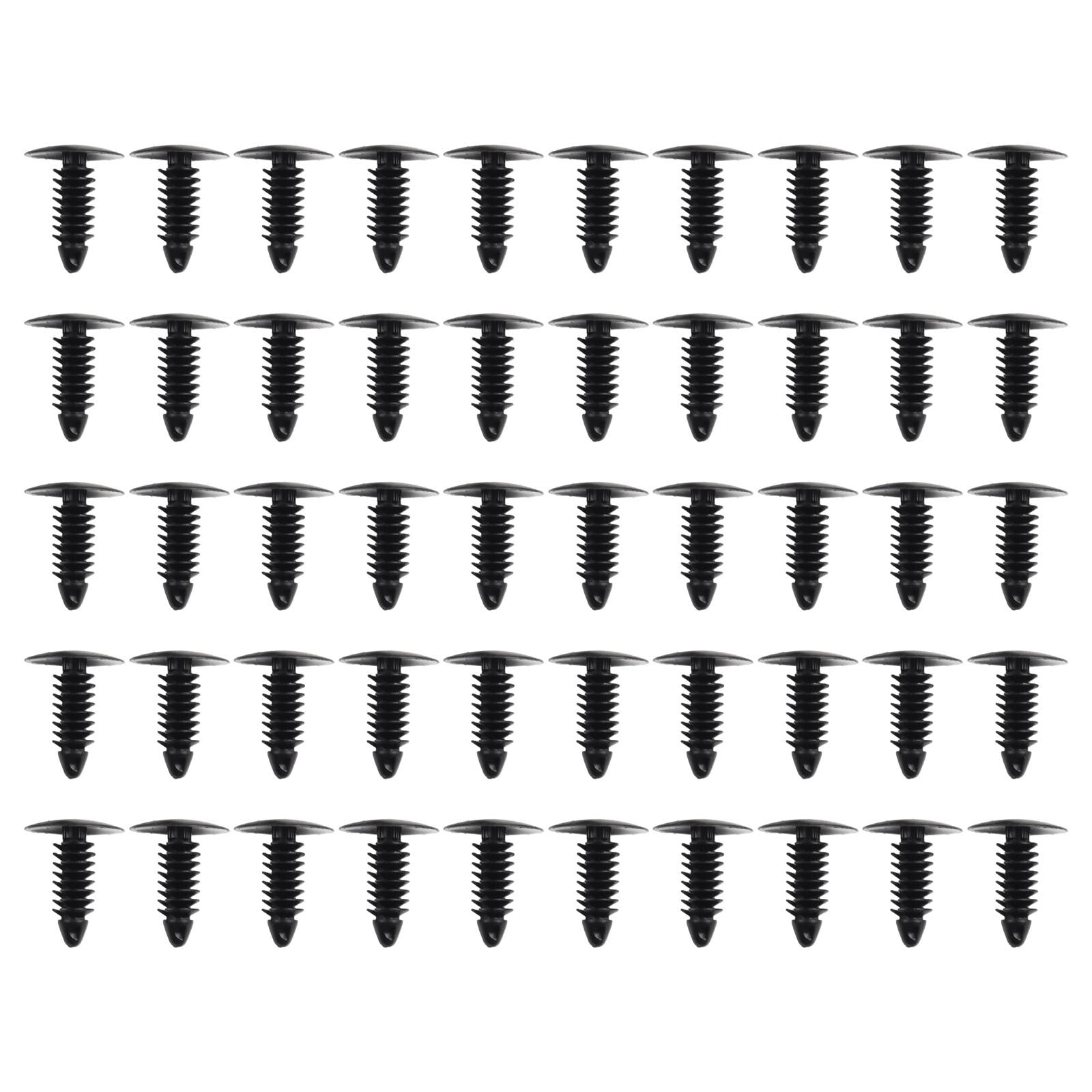 50-piece pack replacement car fasteners, black plastic rivets, screw clips, and accessories