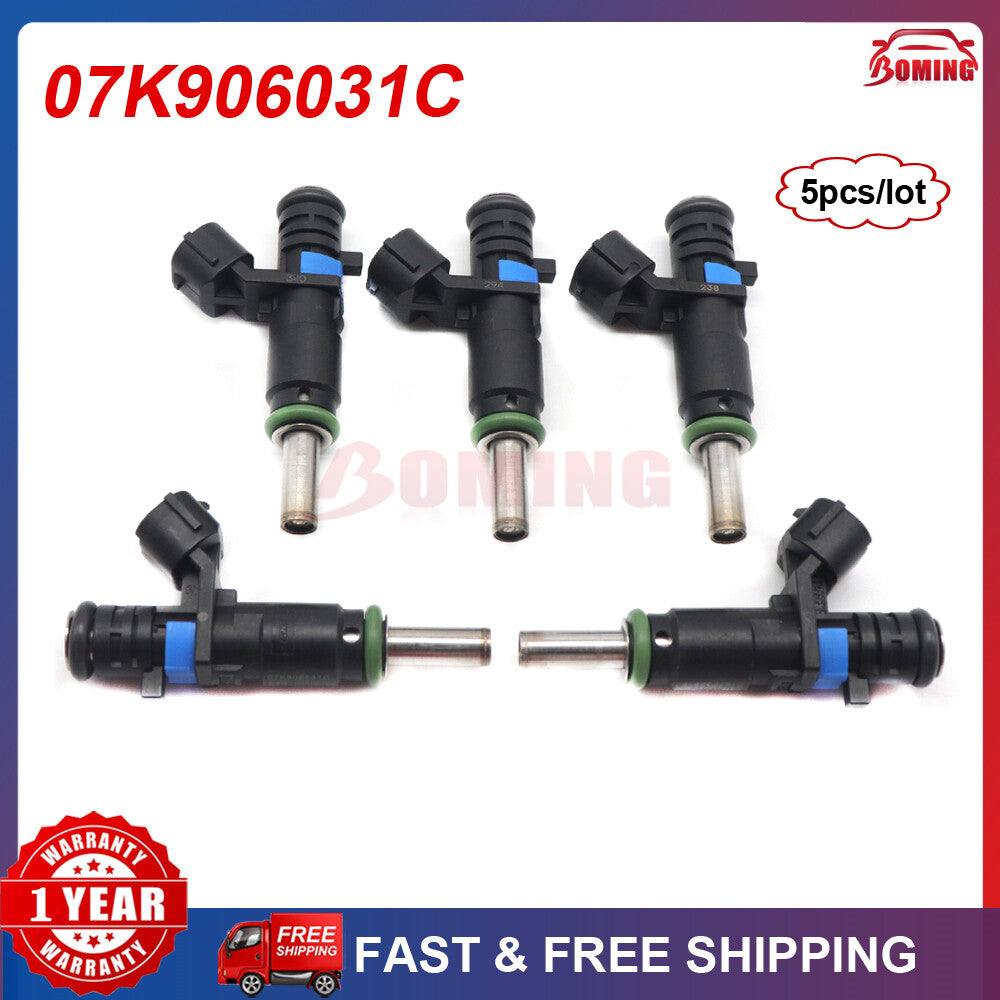 5-pack of new fuel injectors (07K906031C) suitable for Volkswagen for Passat , for Golf , Beetle, and Rabbit 2.5L. (2007-201)