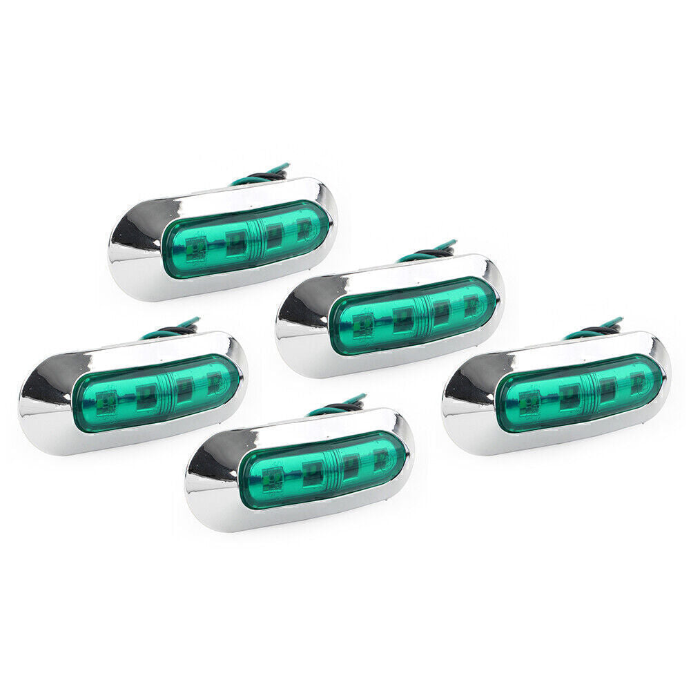 5x 12V-24V Green LED Side Clearance Marker Light Fit Car Truck Trailer Pickup