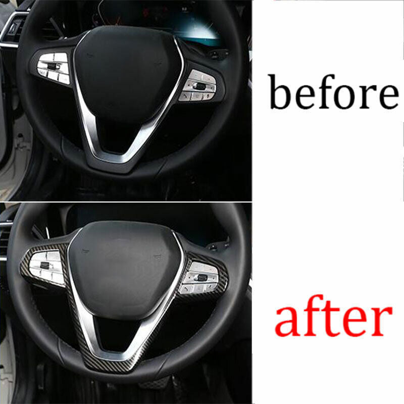 ABS Carbon Fiber Inner Steering Wheel Frame Cover Trim for BMW X5 G05 2019-2023