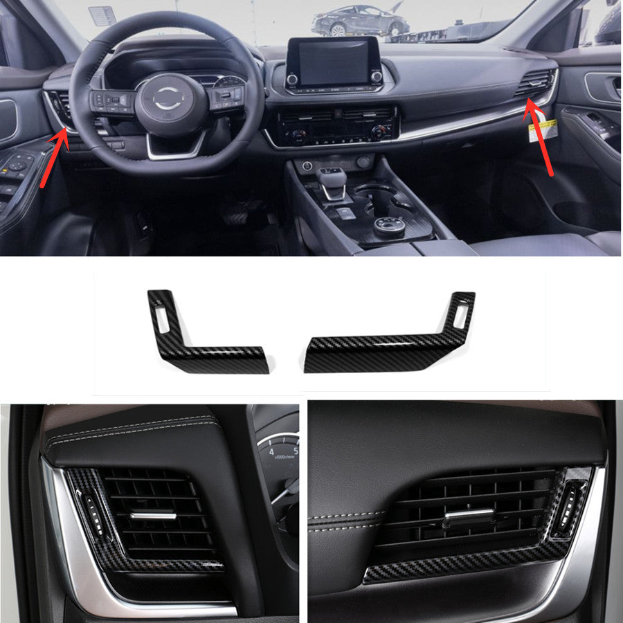 Carbon fiber trim for dashboard ventilator caps suitable for 2021-2023 for Nissan Rogue