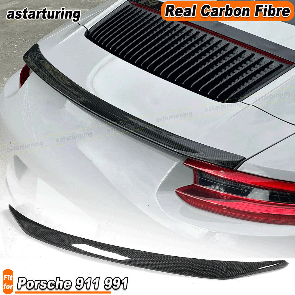 REAL Carbon Rear Trunk Wing Boot Spoiler Lip Fit for Porsche 911 991 2012-2018