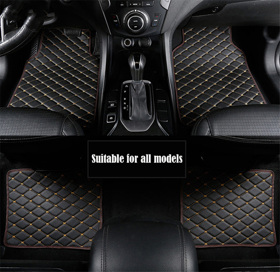 4PCS Universal Car PU Leather Floor Mat Front Rear Carpet Protect Pad Waterproof