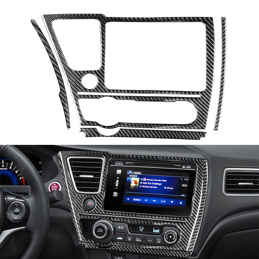 Carbon Fiber Car Navigation Panel Cover Trim for Honda for Civic 9th Gen 2012-2015