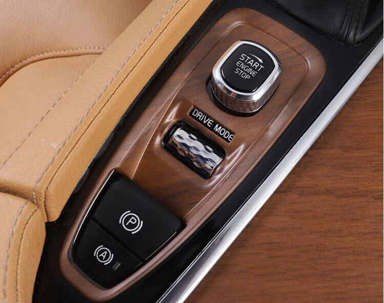 for Volvo V60 2020-2023 Brown Wood Grain Console Electronic Handbrake Trim 1PCS
