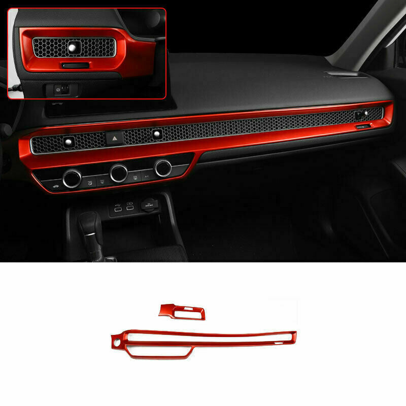 for Honda for Civic 2022-2023 Glossy Red Inner Center console trim strip Decor cover
