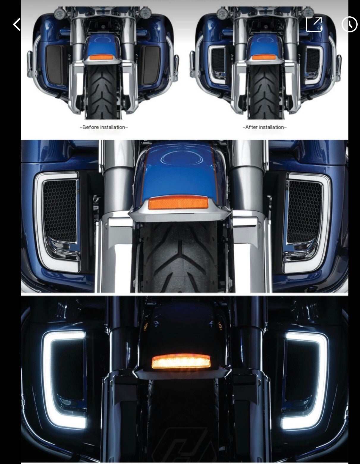 for Harley Touring FLHTK FLTRU 14-20 LED Fairing Lower Grills Turn Signal Light