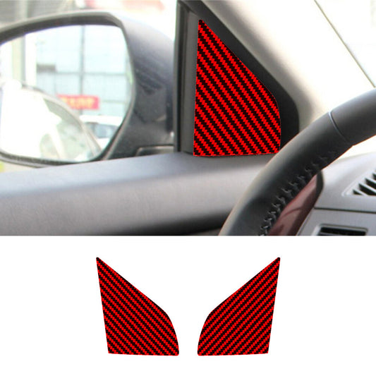 2X Red Carbon Fiber Interior Front A-Pillar Cover Trim for Mazda CX-9 2010-2015