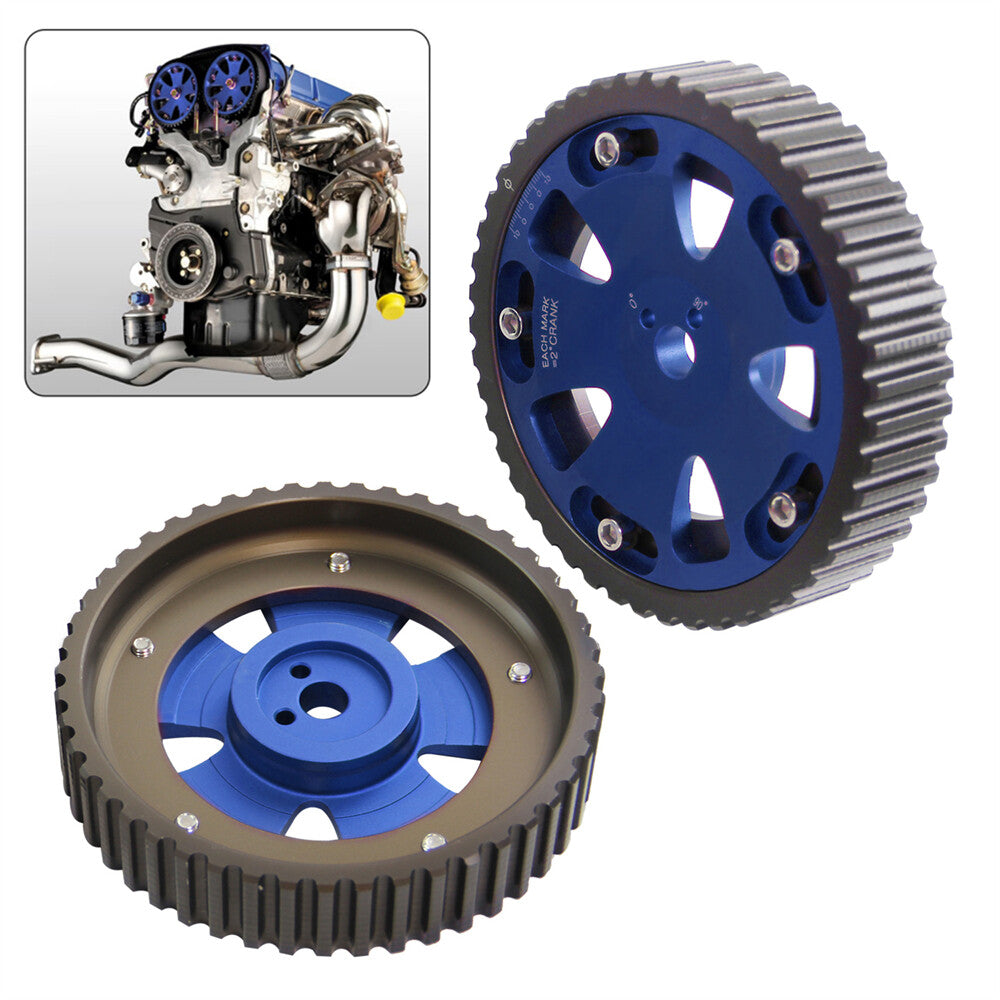 2PCS Adjustable Cam Gear for Mitsubishi Lancer EVO 1-9 Eclipse DSM 4G63 Blue