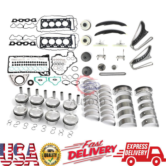 N63 Engine Overhaul Rebuild Kit Main Bearings Guide Set Pistons Rings for BMW