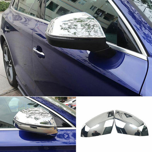 2PCS for Audi Q5 2018-2020 2023 ABS Chrome Rear View Side Mirror Cap Cover Trims