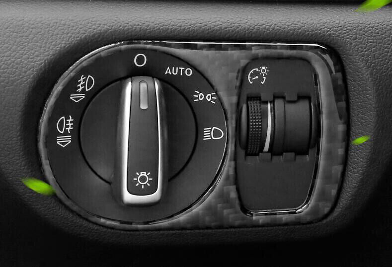 for Audi Q3 2015-2018 Carbon Fiber Vinyl Headlight Switch Control Frame Trim 1P