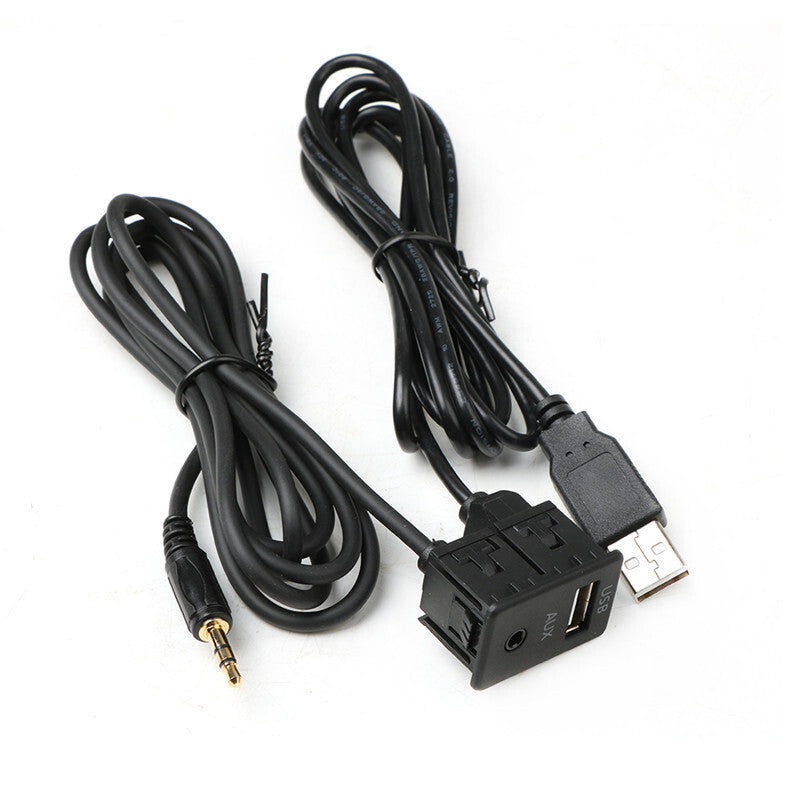 Car Dashboard Panel Extension Flush Mount Line USB Charger 3.5mm AUX Adapter