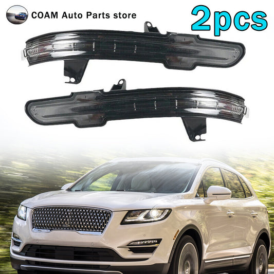 A pair of side LED turn signals for Lincoln MKC MKX Nautilus rearview mirrors