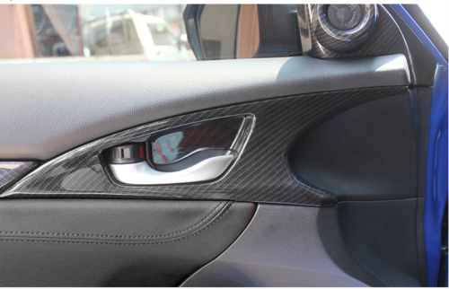 Inner Door Handle Bowl Frame Cover Trim ABS Carbon Fiber for Honda for Civic 2016-21