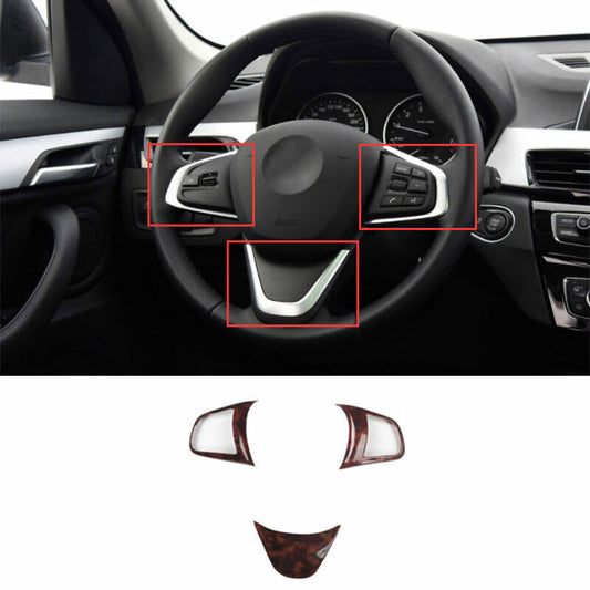 Fit for BMW X1 F48 2016-2022 Wood Grain Front Steering Wheel Frame Cover Trim 3P