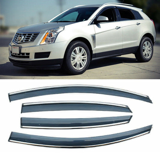 for Cadillac SRX 2010-2016 Chrome Trim Side Window Visors Guard Vent Deflectors