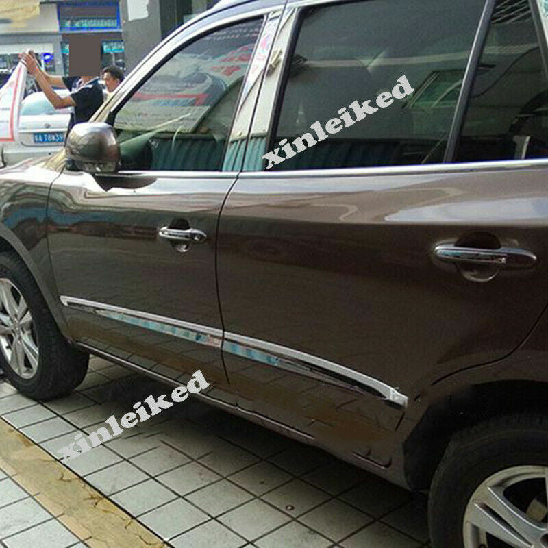 Fit for Hyundai Santa Fe 2006-2012 Chrome Car Body Side Door Strip Cover Trim 4P