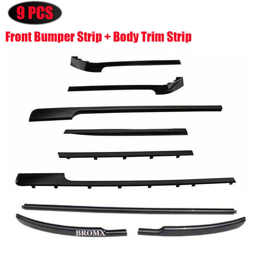 Front Bumper Strip+Body Trim Strip Kits Fit for Range Rover L405 2013-2017 Black