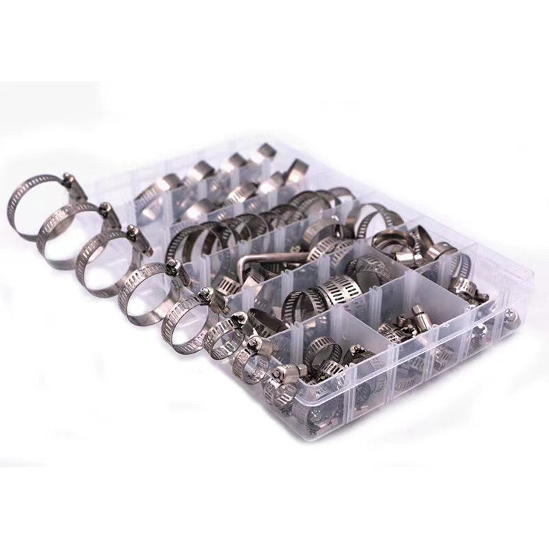 80Pcs Stainless Steel Car Oil Hose Clamp Kit Assorted Pipe Hoop Tube Collars Set