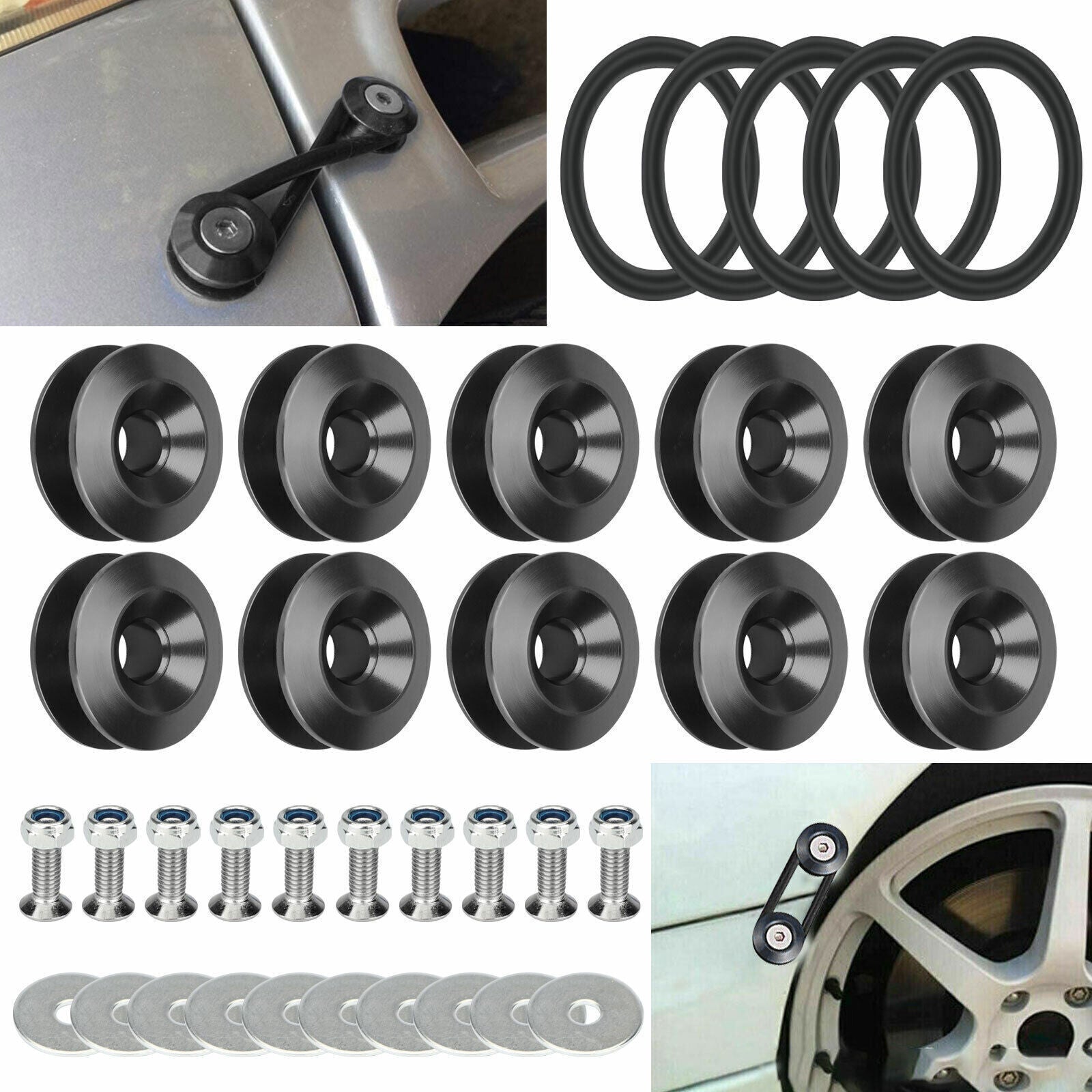 10pcs Set Aluminum Car Quick Release Fasteners Bumper Trunk Fender Hatch Lids