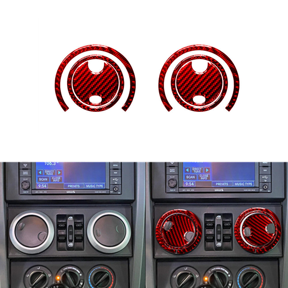 Red Carbon Fiber Center Air Vent Inner Frame Trim for Jeep for Wrangler 2007-2010