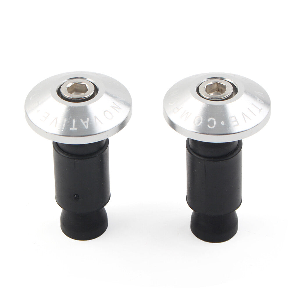 7/8 Motorcycle Bike Handlebar Grips CNC Handle Bar End Cap Plugs Slider Silver