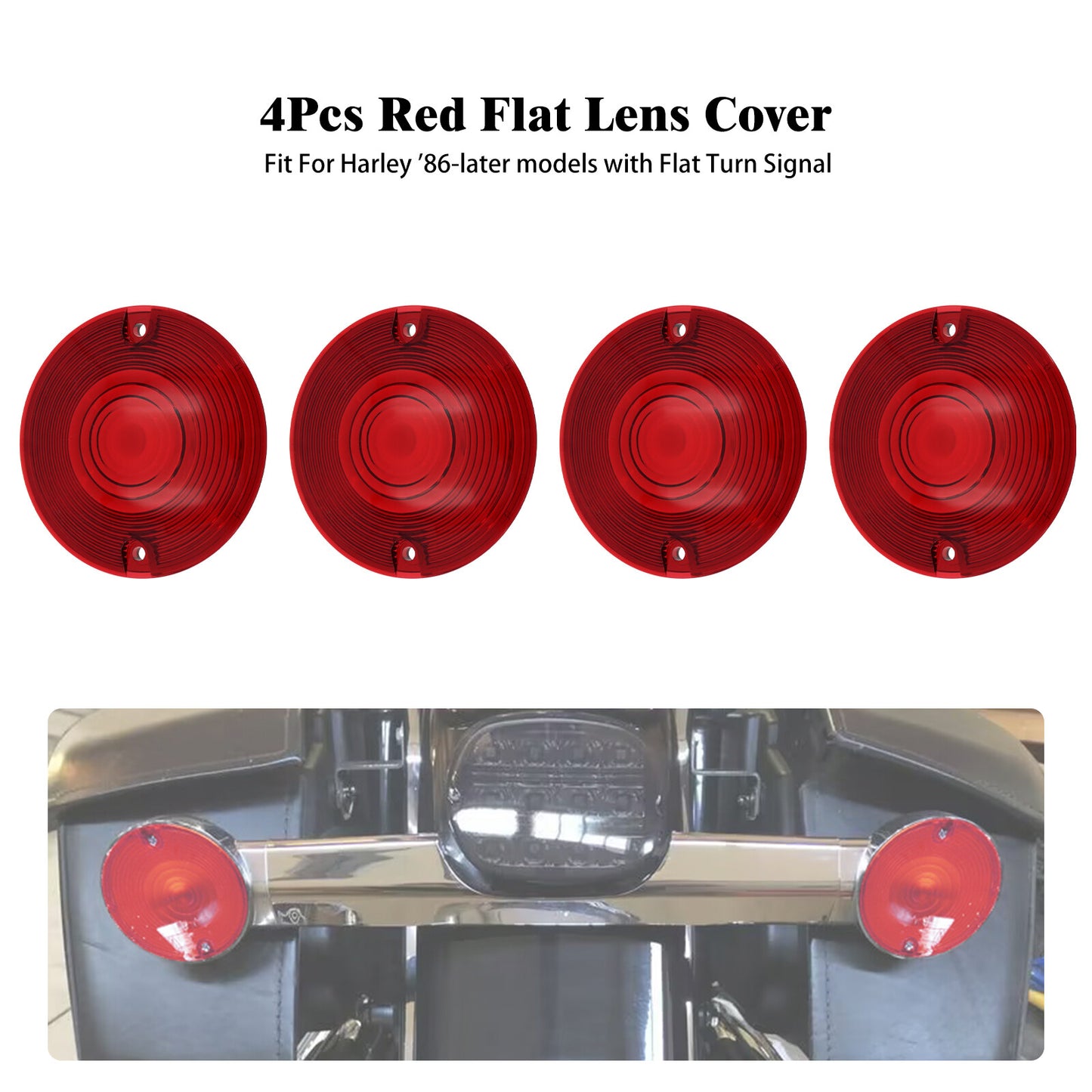 4x Red Turn Signal Light Lens Cover for Harley Touring Road Electra Glide 86-23