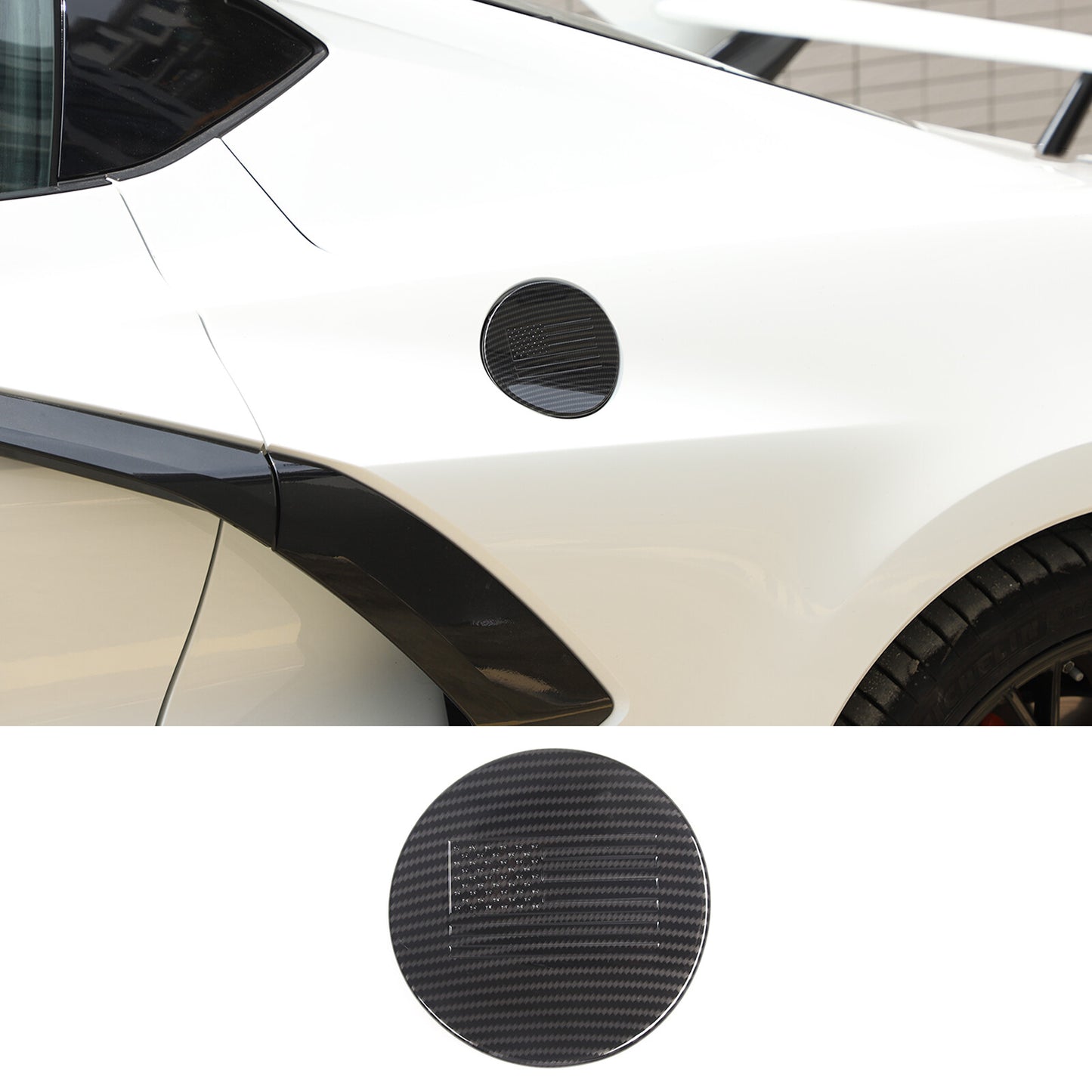 Red carbon fiber headlight switch button decorative frame for Corvette C7 2014-2019