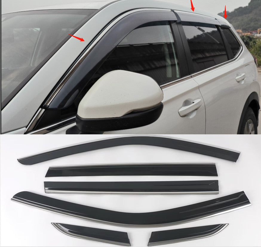 6x for Honda CR-V 2023-2024 Window Visors Sun Rain Guard Deflector W/Chrome Trim
