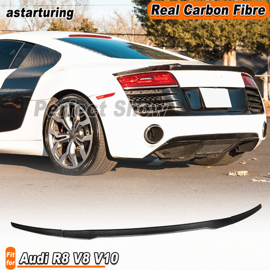 for Audi R8 V8 V10 2007-2015 Real Carbon Fiber Rear Boot Trunk Spoiler Wing Lip