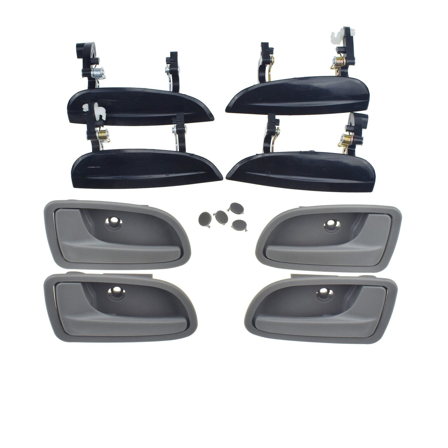 4Pcs Outside Black 4Pcs Inside Gray Door Handles For 2003-2005 for Kia Rio 1.6L