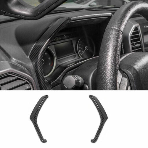 for Ford F150 2015-2020 Carbon Fiber Inner Dashboard Panel Strips Cover Trim 2