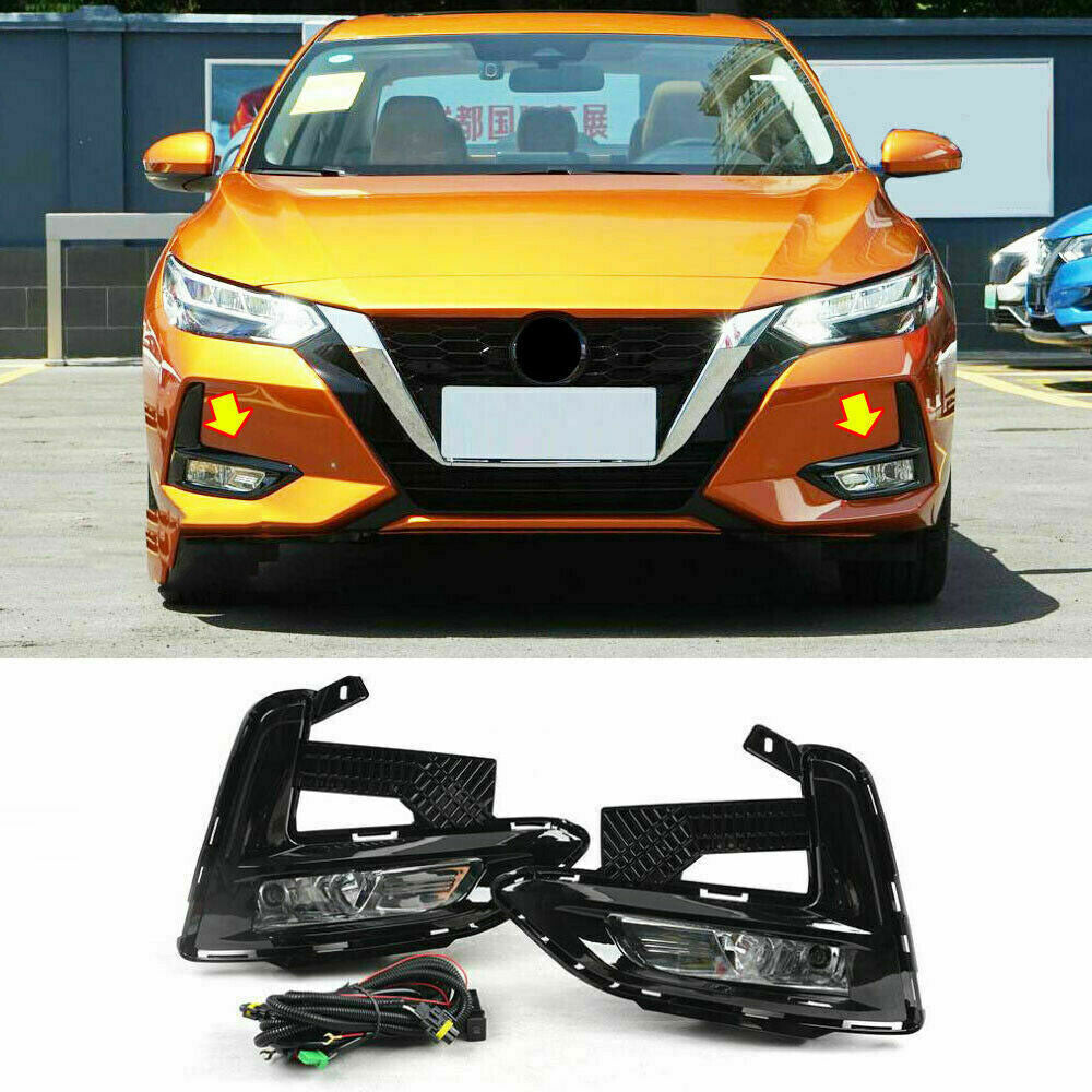 Pair Halogen Front Bumper Fog Lamp Kit w/Bezel/Wiring for Nissan Sentra 2020-23
