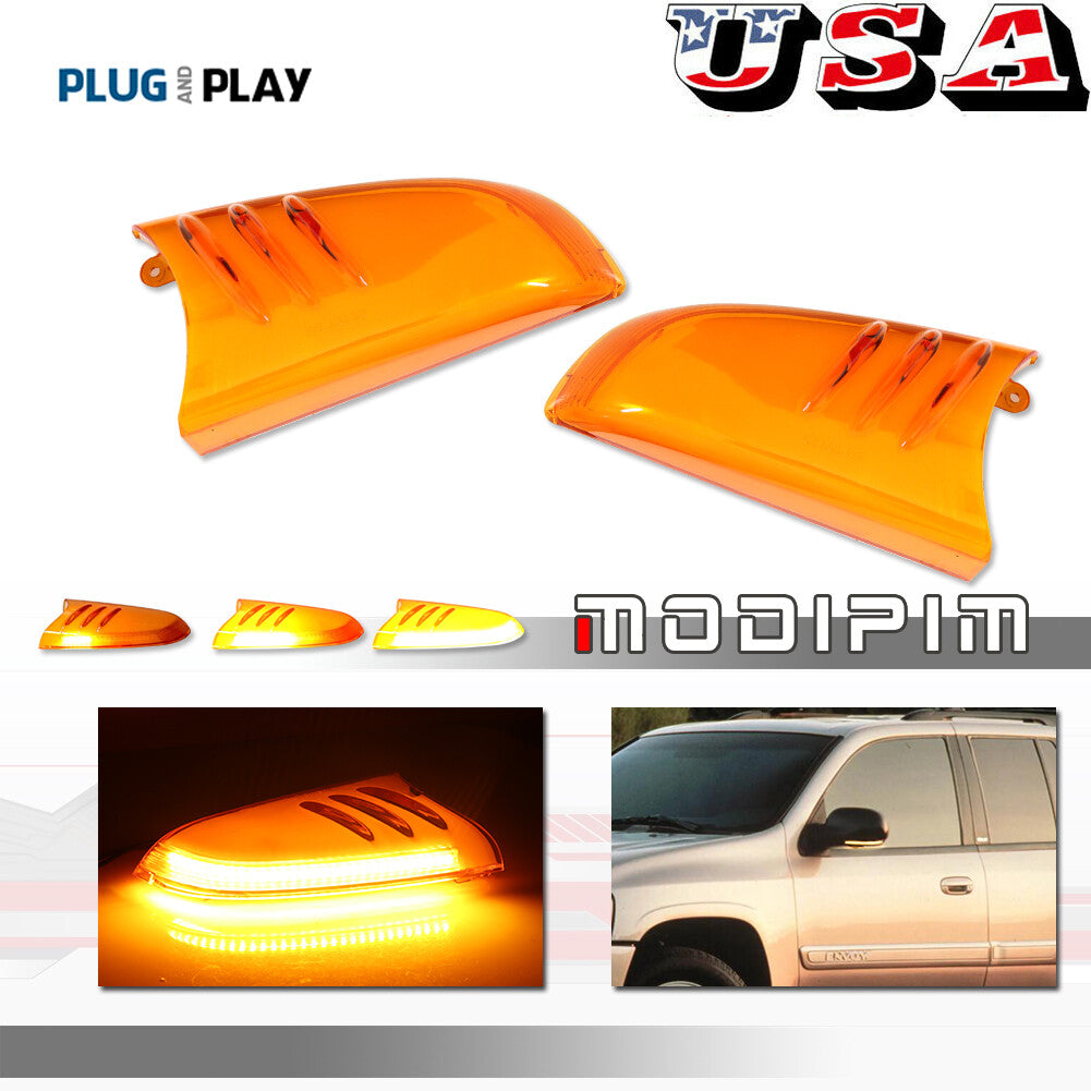 Two amber LED side mirror turn signals for Chevrolet Blazer for GMC Envoy for Buick
