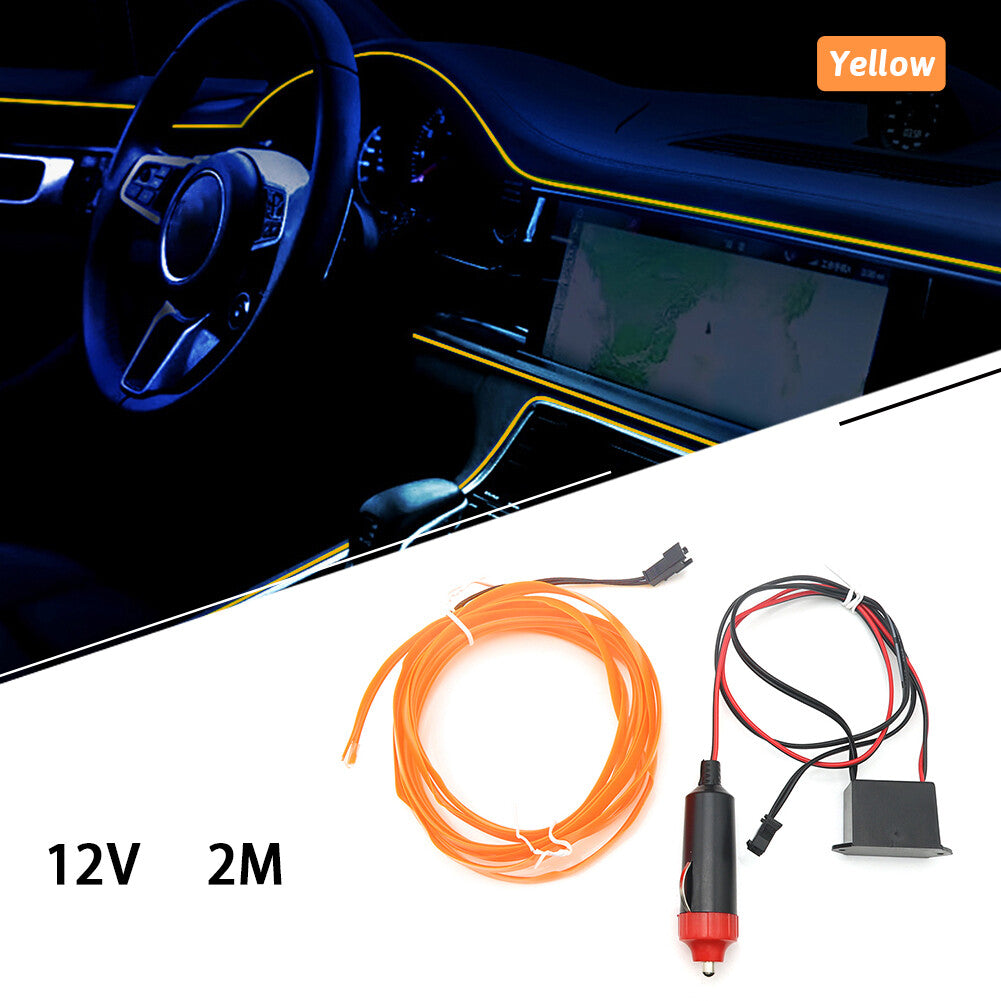 6.5TF Car Interior LED Neon Light Decor Atmosphere El Wire String Lamp Yellow