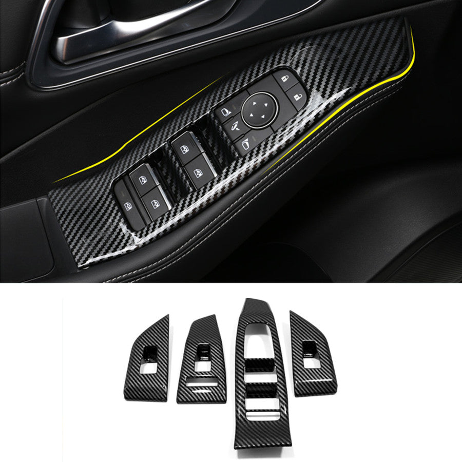 4X ABS Carbon Fiber Window Lift Panel Switch Cover Trim for Nissan Rogue 21-2023
