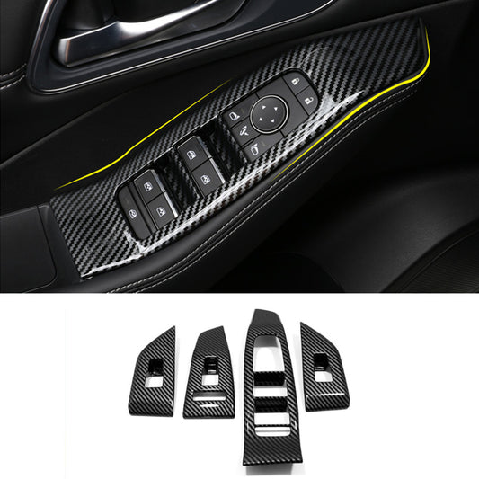 4X ABS Carbon Fiber Window Lift Panel Switch Cover Trim for Nissan Rogue 21-2023