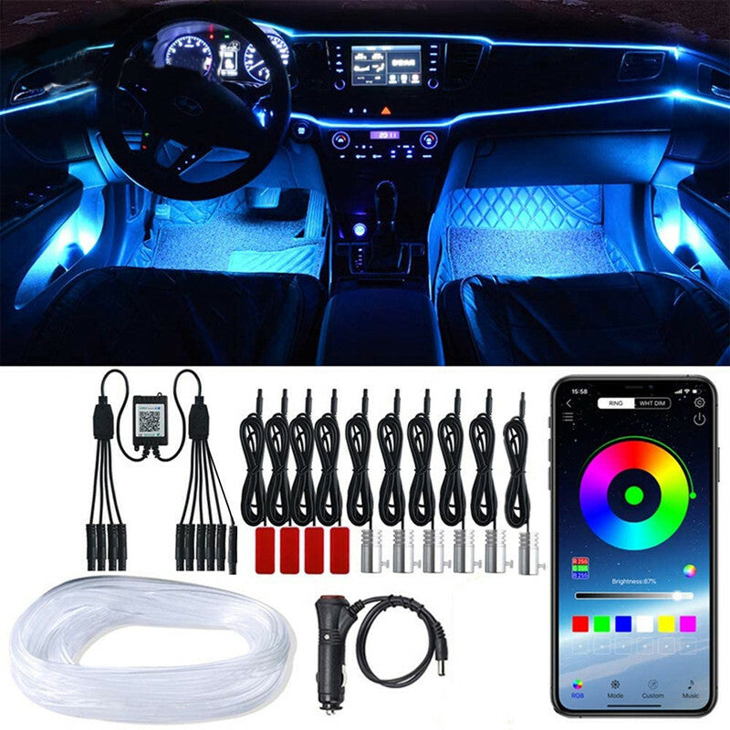 Car Ambient Interior Strip Light Sound Control RGB Atmosphere Decorative EL Lamp
