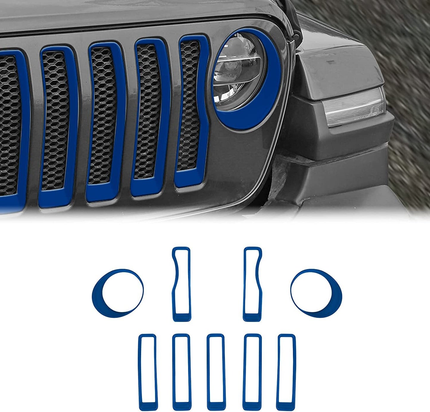 Front Grille Mesh InsertHeadlight Trim Cover for Jeep for Wrangler JL JLU Unlimited