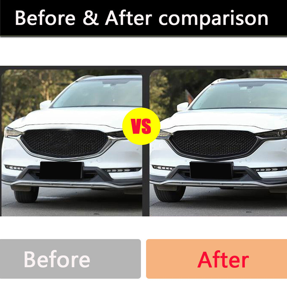 Front Bumper Mesh Grille Grills Strip Trims Cover for Mazda CX-5 CX5 CX8 17UP
