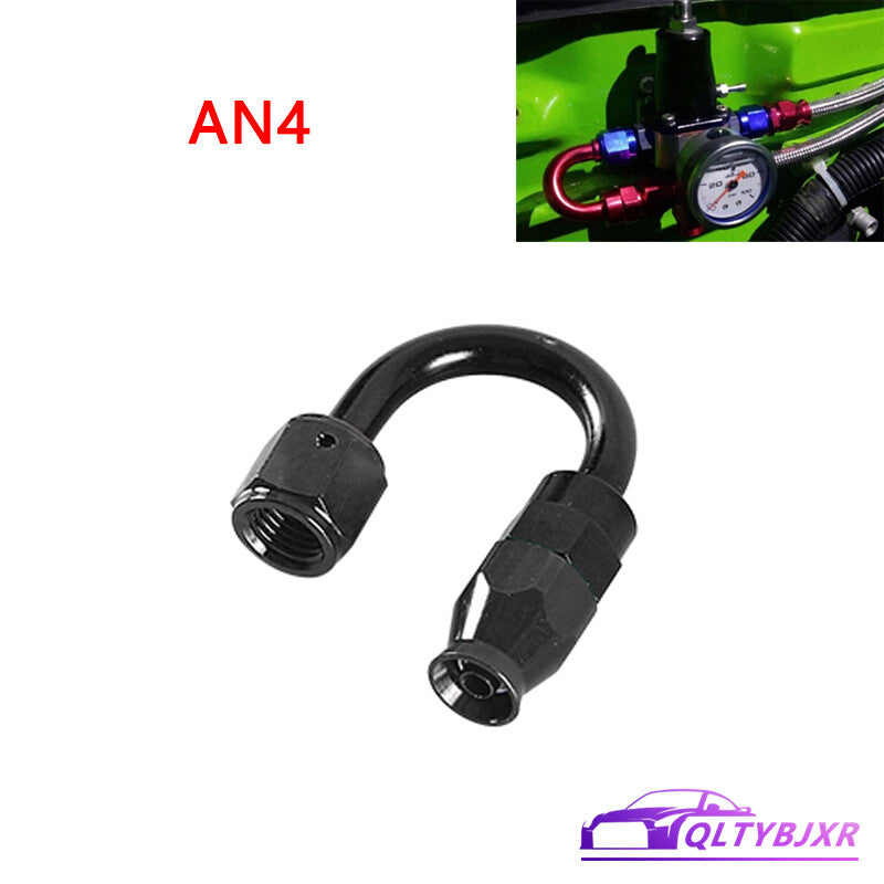 4AN PTFE Hose End Fitting Adapter AN4 180 Degree for PTFE Hose Line Only Black