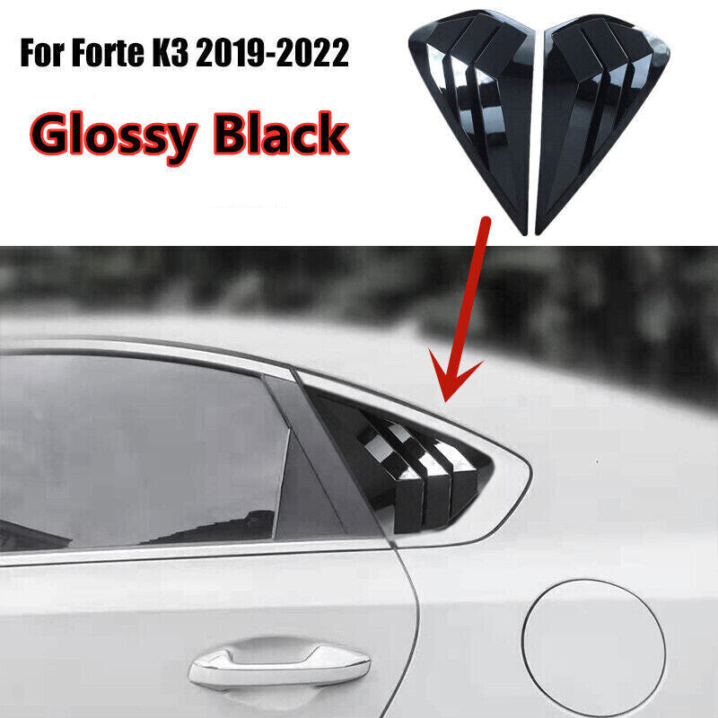 2019-2022 for Kia Forte K3 Glossy Black Side Vent Window Scoop Louver Cover Trim