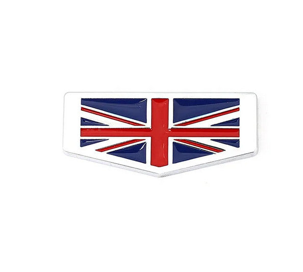 Car side fender rear badge sticker silver metallic 3D Union Jack