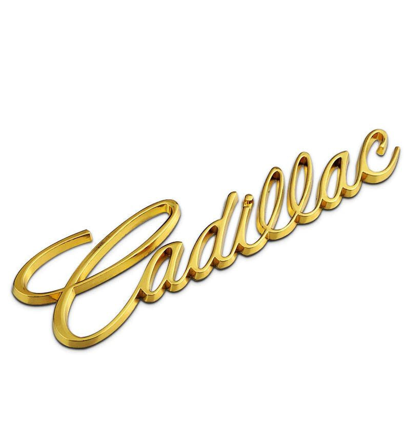2-Piece Metal Sticker for Cadillac Car Trunk Badge Boot Badge with Gold Lettering