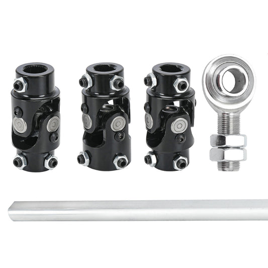 Steering Box Black U Joint 36 Steel Steering Shaft + 3/4 Support Bearing Kit